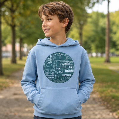 Green Island Myths & Legends Sketch Kids Hoodie in Blue