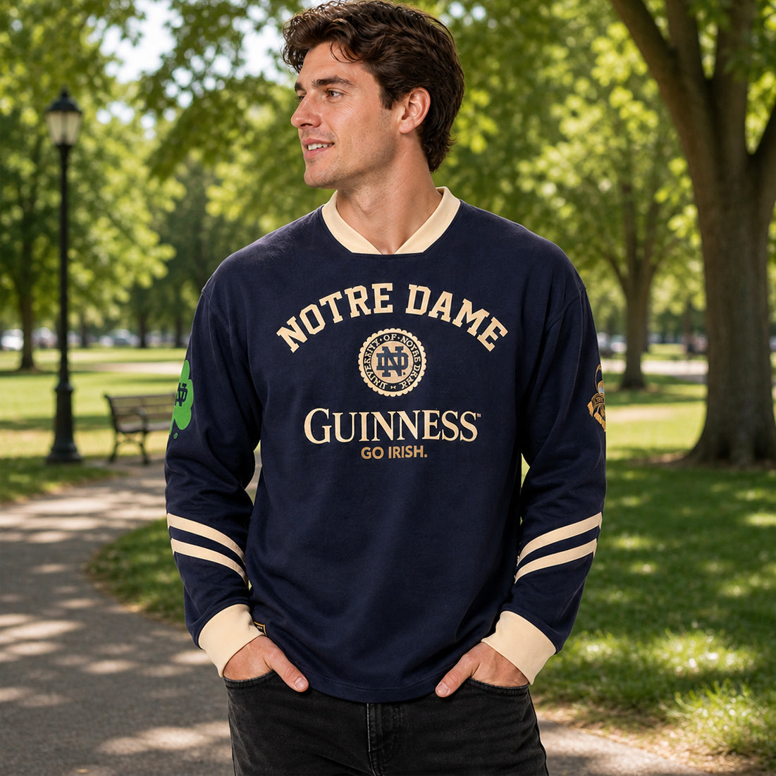 NAVY/CREAM GUINNESS NOTRE DAME AMERICAN FOOTBALL TOP