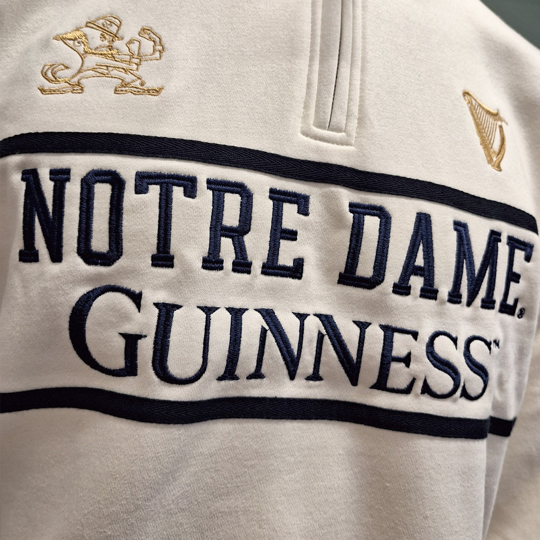 CREAM/NAVY NOTRE DAME GUINNESS 1/4 ZIP