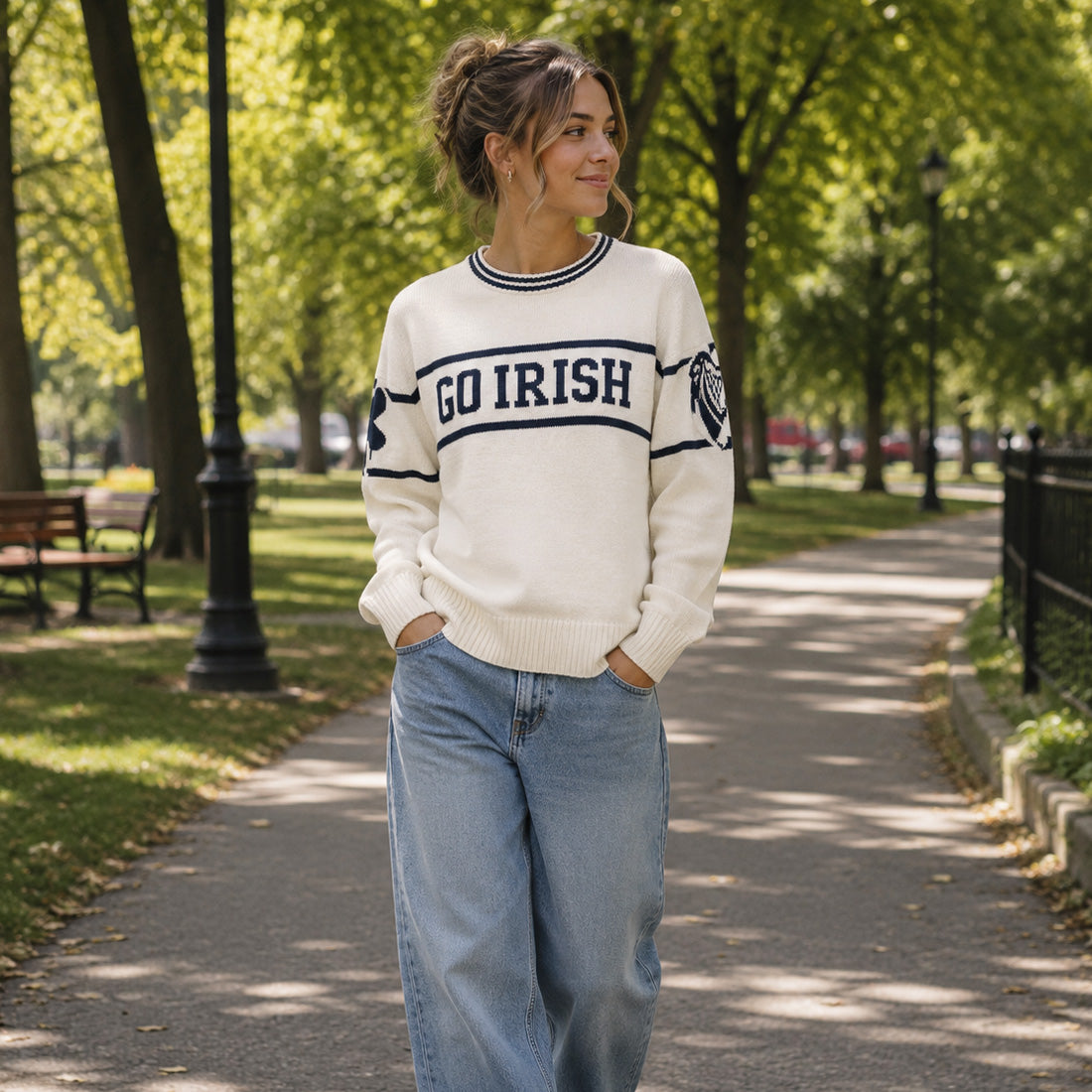 NATURAL/NAVY GO IRISH JUMPER