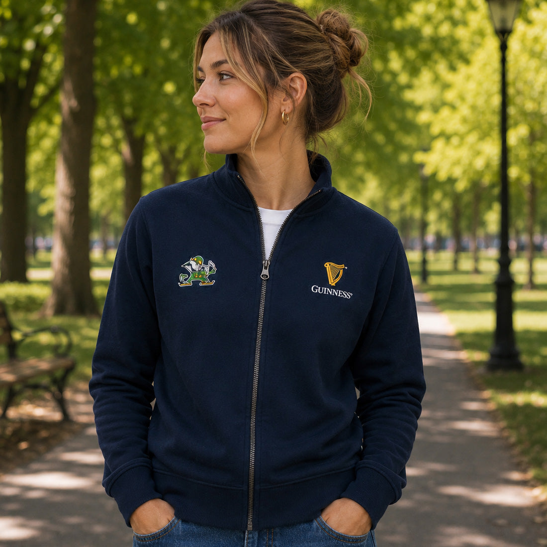 NAVY GUINNESS NOTRE DAME FULL ZIP SWEATSHIRT