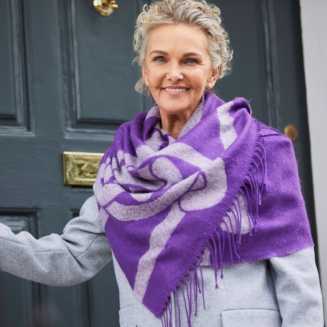 PF Large Celtic Knot Wrap Scarf in Purple & Grey