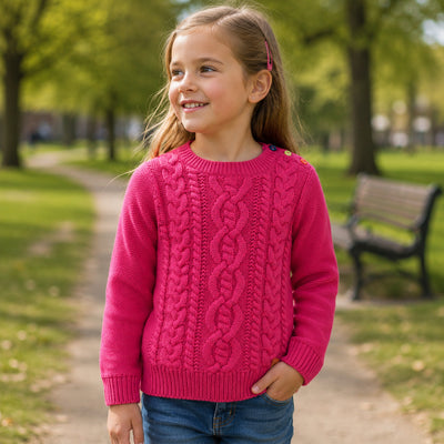 Patrick Francis Ireland Pink Cotton Cable Kids Jumper