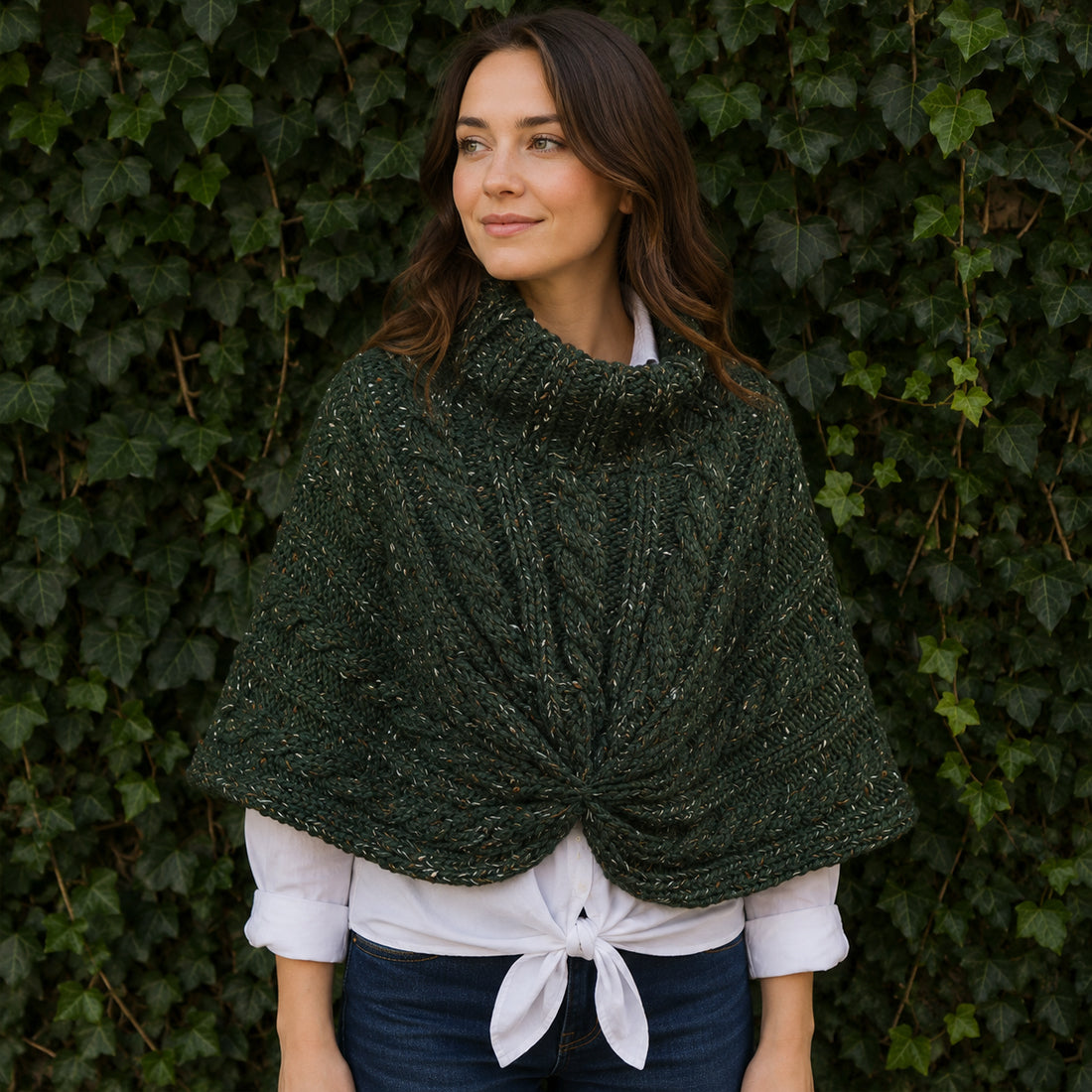 Patrick Francis Ireland Bottle Green Speckled Wool Cape