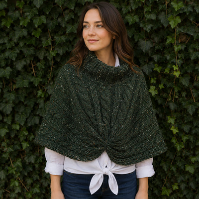 Patrick Francis Ireland Bottle Green Speckled Wool Cape