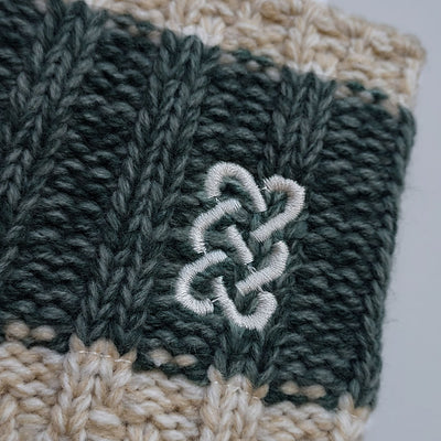 Rib Knit Headband in Taupe & Cream