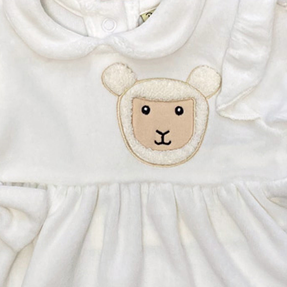 Baby Velour Sheep Dress in Cream