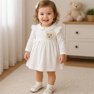 Baby Velour Sheep Dress in Cream