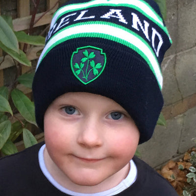 Ireland Knitted Kids Hat in Navy, Green & White