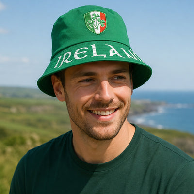 Ireland Reversible Bucket Hat in Emerald & White