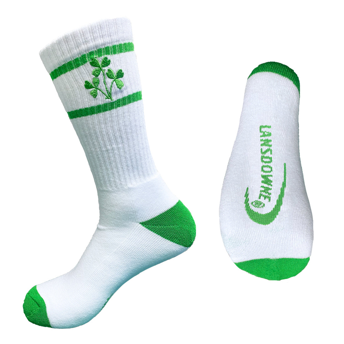 Shamrock Adults Sports Socks in White & Emerald