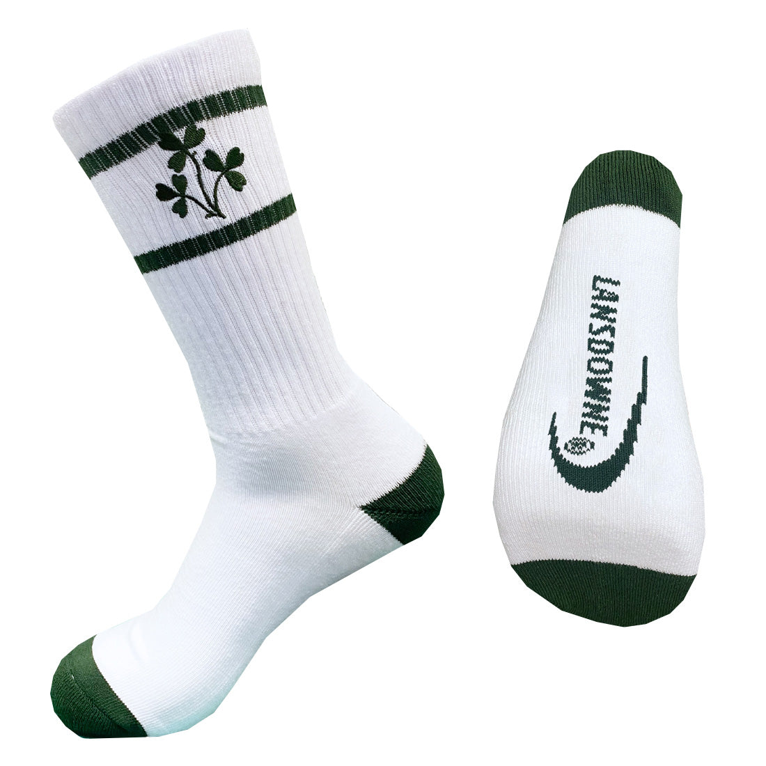 Shamrock Adults Sports Socks in White & Bottle Green