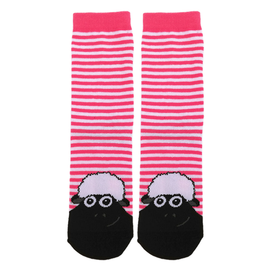 Traditional Craft Pink/ White Stripe Sheep Kids Socks