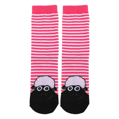 Traditional Craft Pink/ White Stripe Sheep Kids Socks