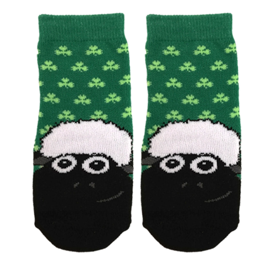 Traditional Craft Green/ White Shamrock Sheep Kids Socks