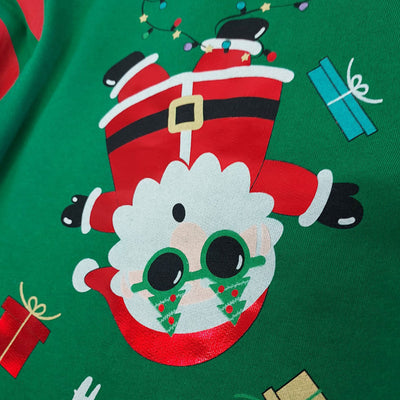 Green Red Foil Santa Kids Sweatshirt