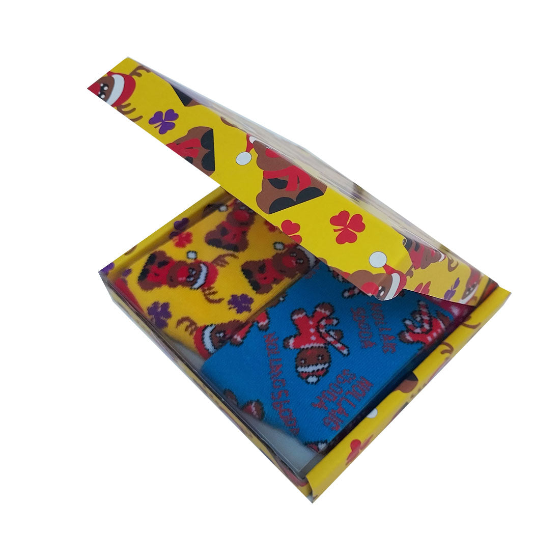 Xmas Rudolph Kids Socks in Yellow & Blue