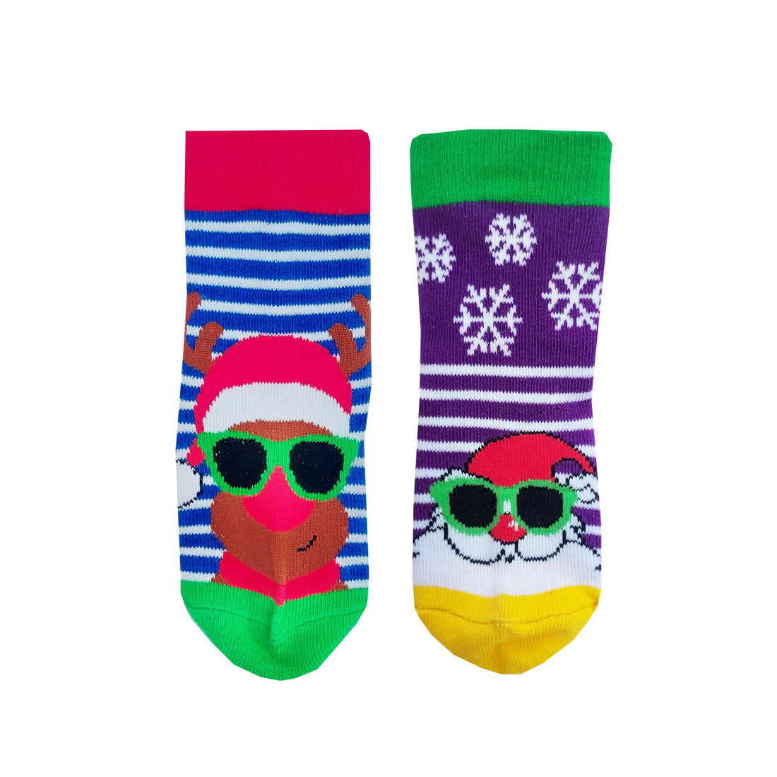 Xmas Santa/Rudolph 2pack Socks in Blue & Purple