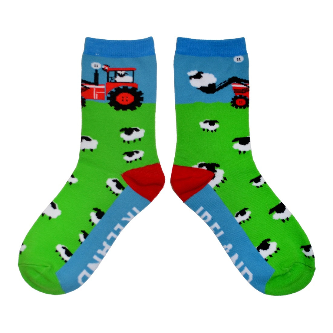 Sheep & Tractor Kids Socks in Green & Blue