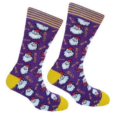Santa Two Pack Mens Socks in Yellow & Purple