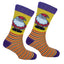 Santa Two Pack Mens Socks in Yellow & Purple