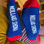 3D Deer Novelty Christmas Mens Socks in Navy & Red