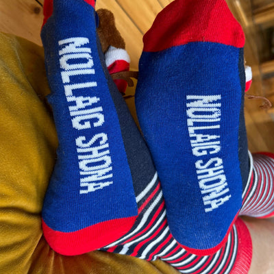 3D Deer Novelty Christmas Mens Socks in Navy & Red