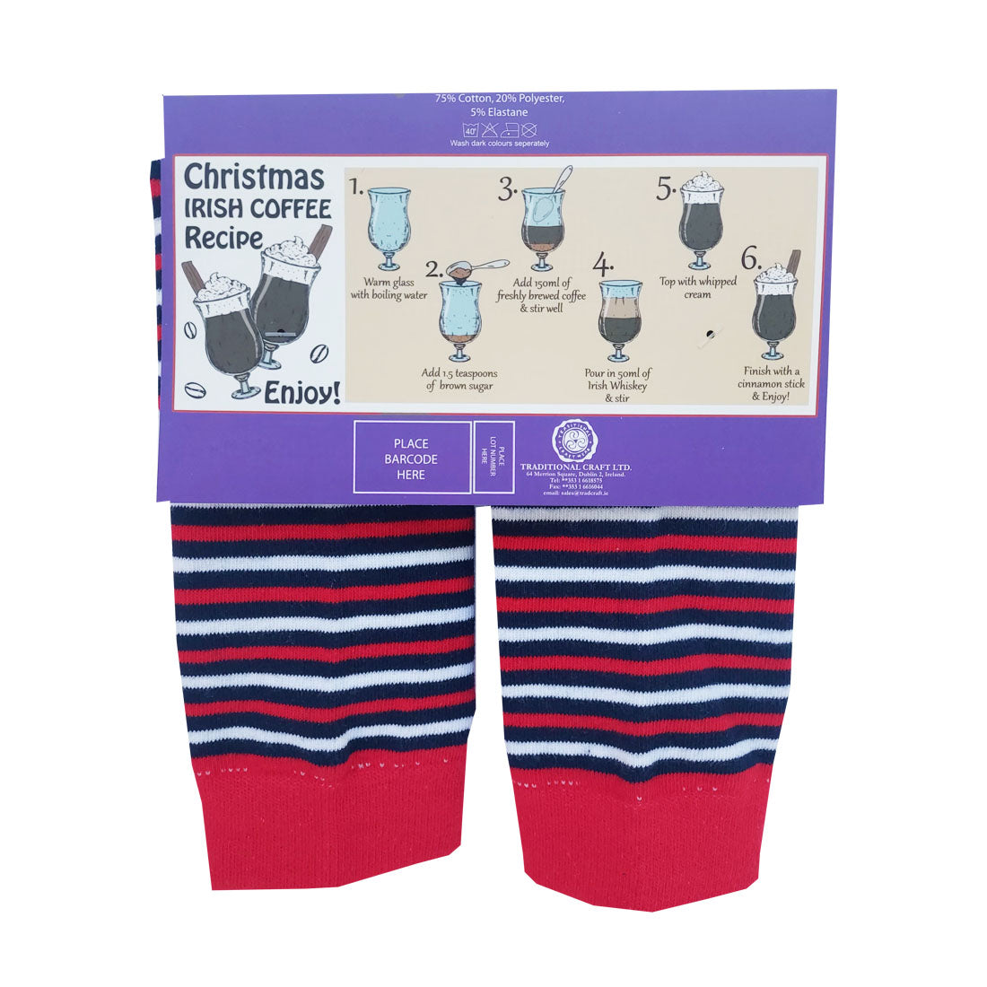 3D Deer Novelty Christmas Mens Socks in Navy & Red
