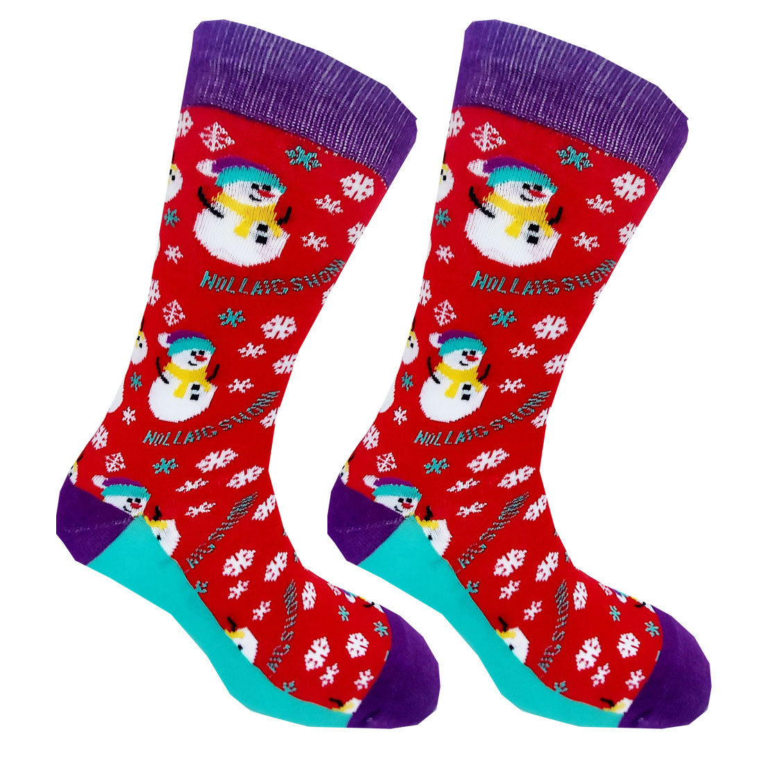 Rudolph Two Pack Mens Socks in Green & Purple