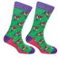 Rudolph Two Pack Mens Socks in Green & Purple