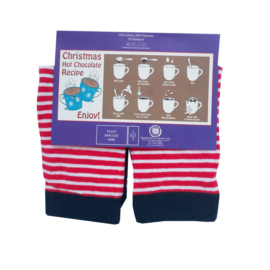 3D Deer Novelty Christmas Ladies Socks in Red & Navy