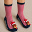 3D Deer Novelty Christmas Ladies Socks in Red & Navy