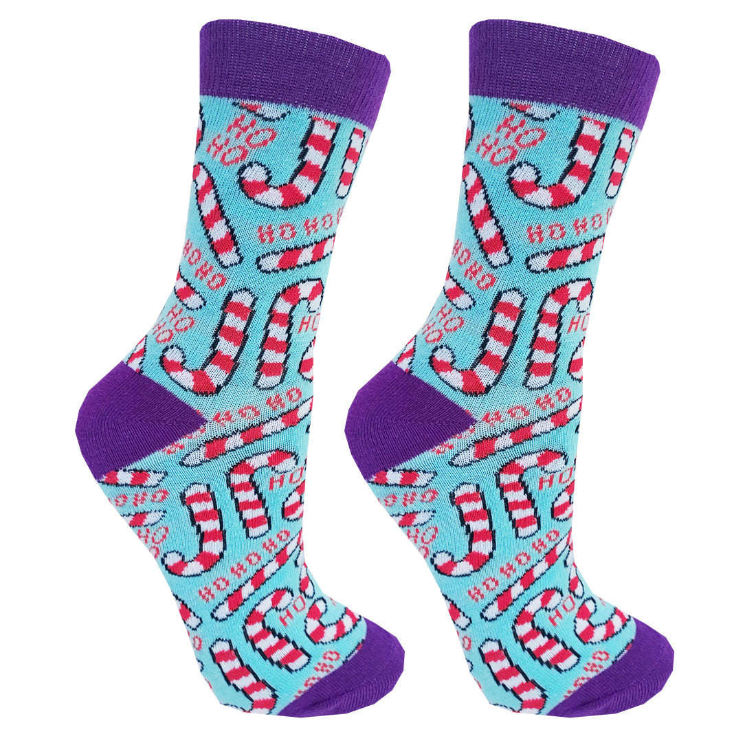Gingerbread Christmas Ladies Sock Set in Purple & Turquoise