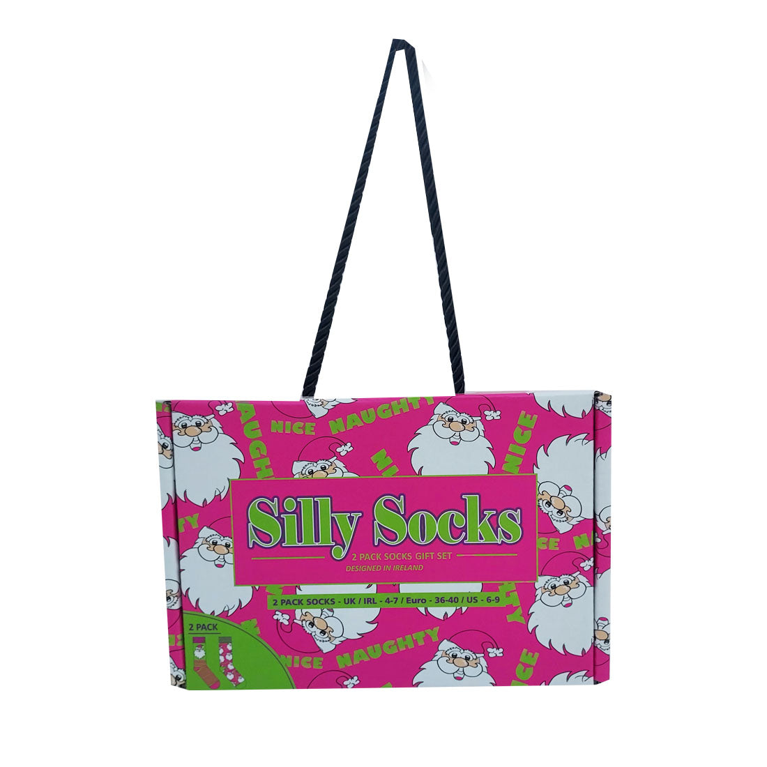 Santa Christmas Ladies Sock Set in Pink & Lime