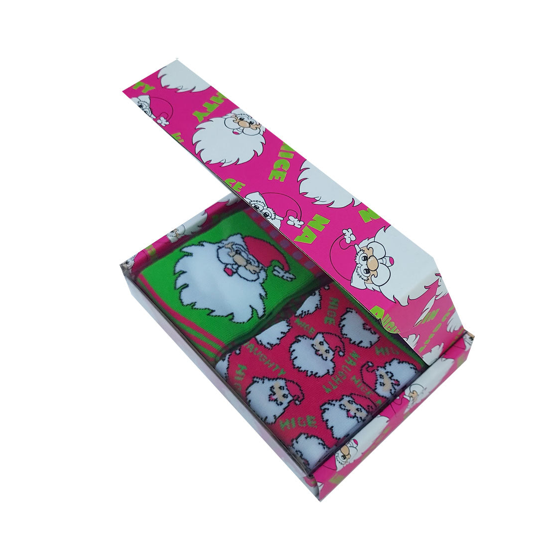Santa Christmas Ladies Sock Set in Pink & Lime