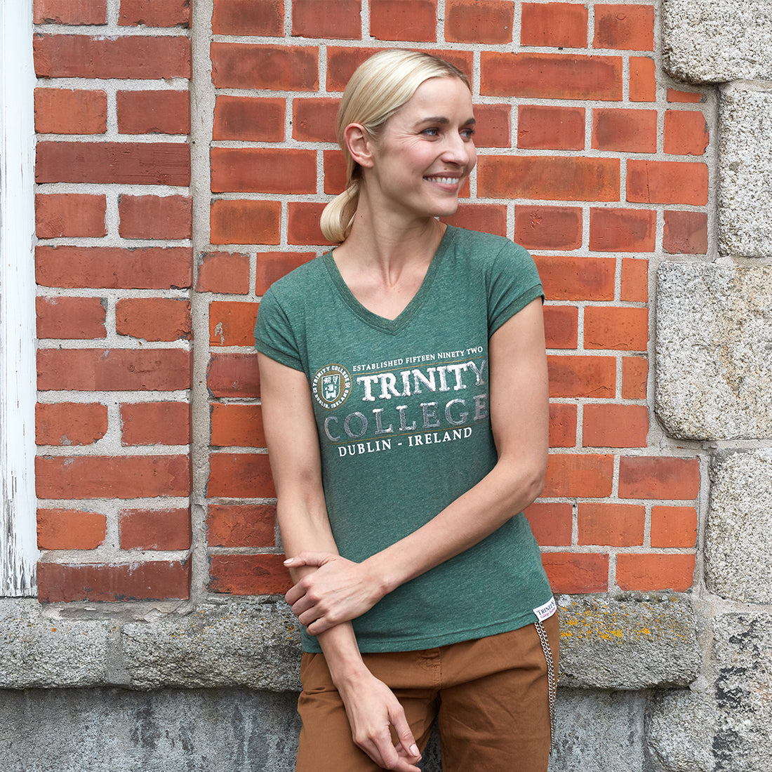 Trinity College Dublin Moss Green Slub Sequin Ladies T-shirt