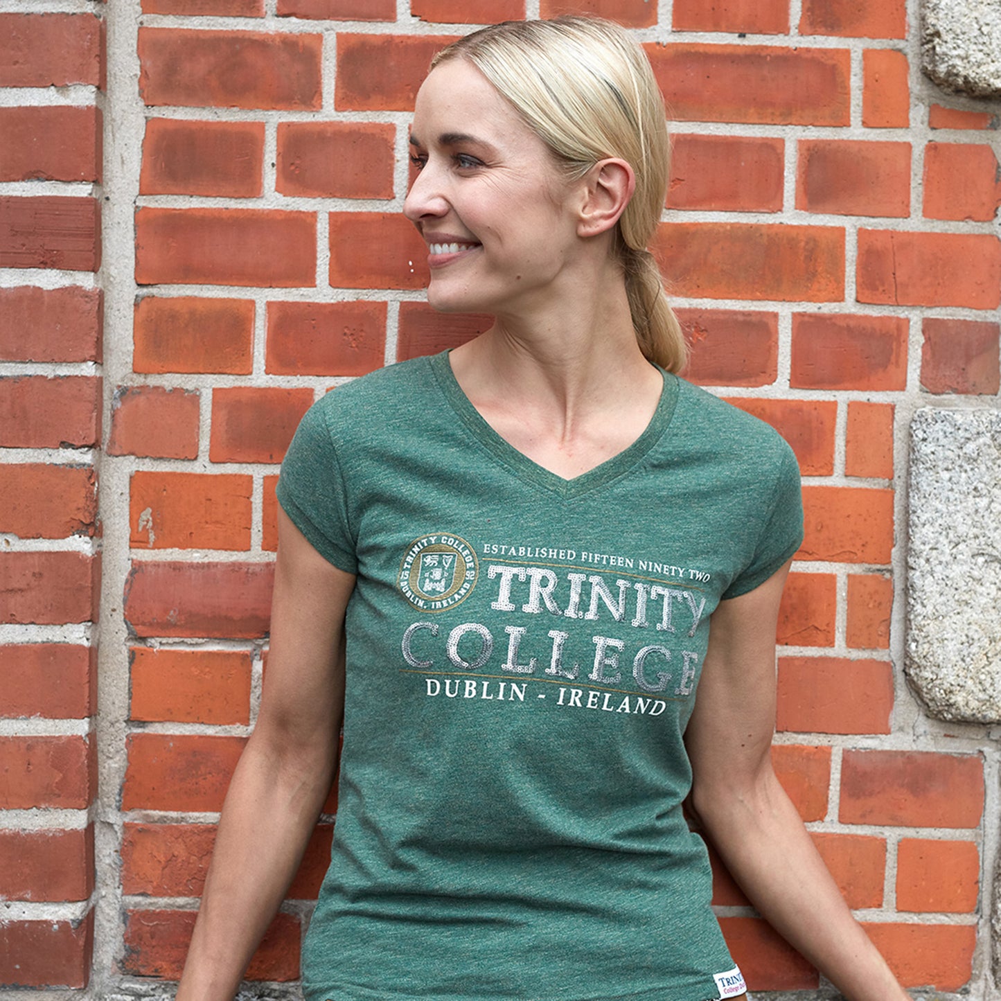 Trinity College Dublin Moss Green Slub Sequin Ladies T-shirt