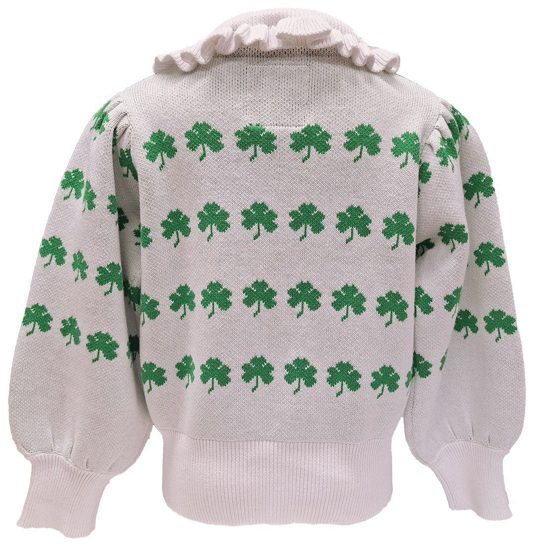 All-Over Shamrock Kids Cardigan in White