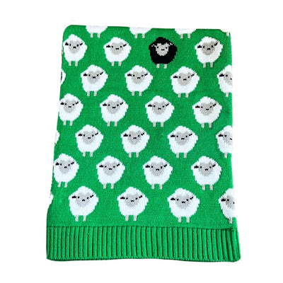 All Over Sheep Baby Blanket in Green