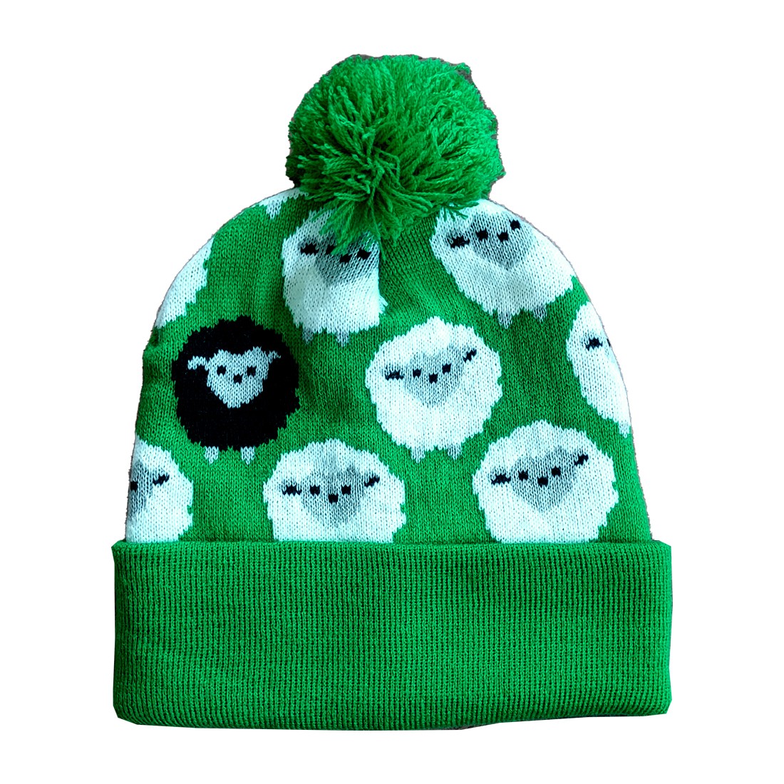 All Over Sheep Kids Knit Hat in Green