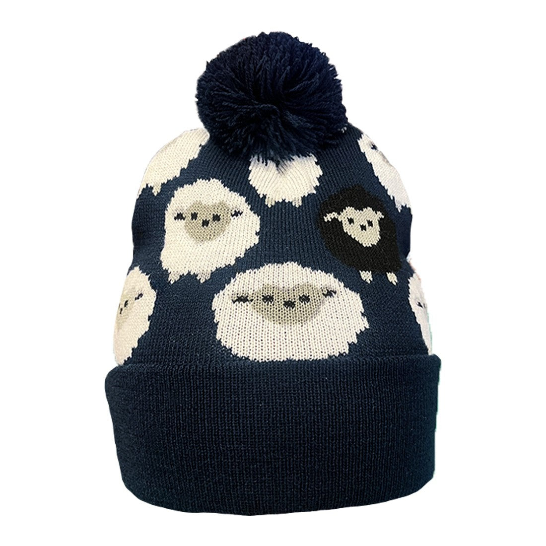 All Over Sheep Kids Knit Hat in Navy