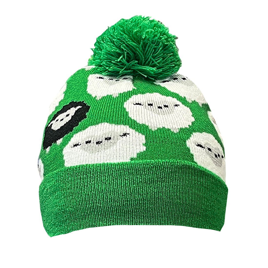All Over Sheep Kids Knit Hat in Green
