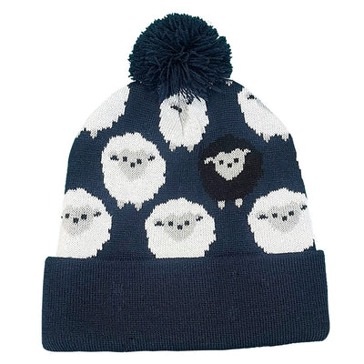All Over Sheep Kids Knit Hat in Navy