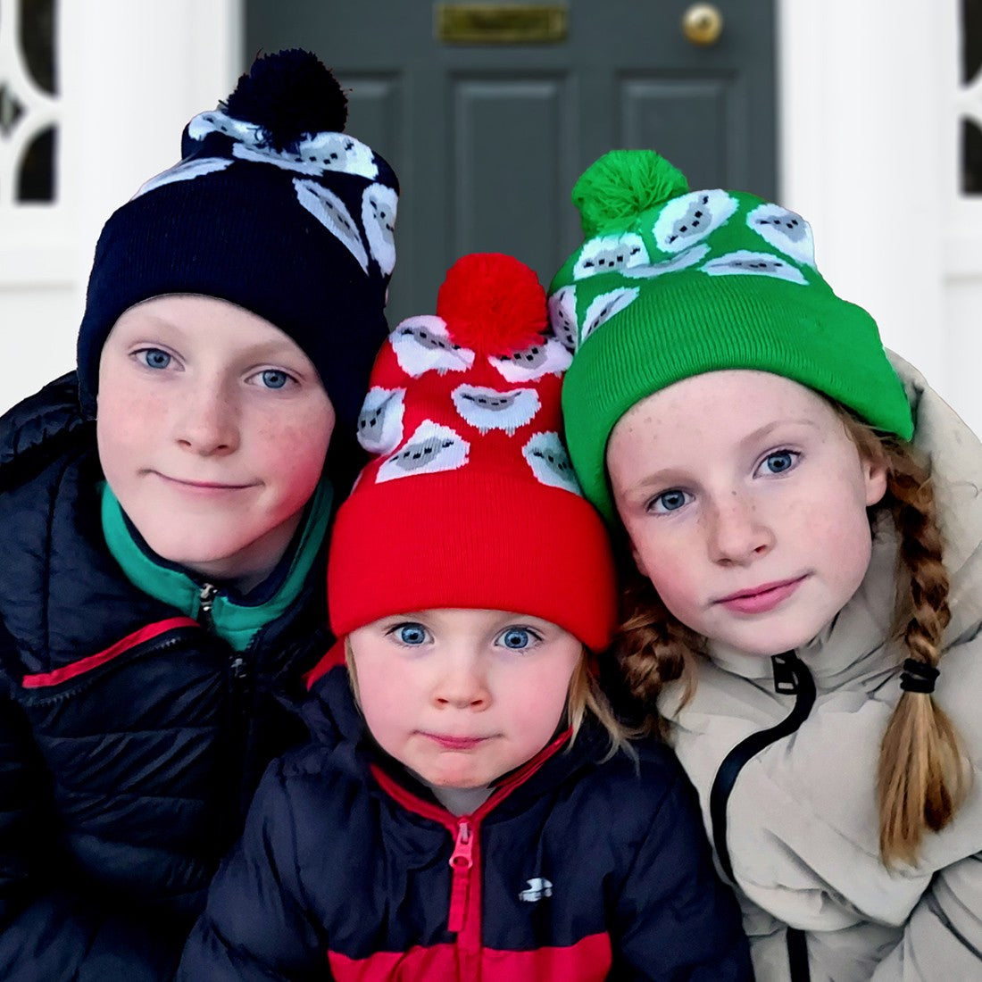 All Over Sheep Kids Knit Hat in Green