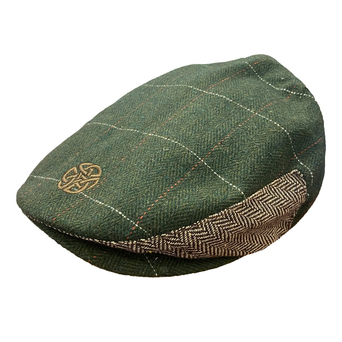 BK Celtic Knot Adult Flat Cap in Bottle Green & Brown