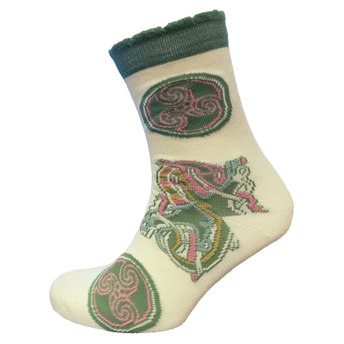 BK Celtic Ladies Socks in Cream & Green