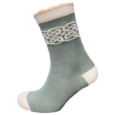 BK Celtic Knot Ladies Socks in Thyme & Cream