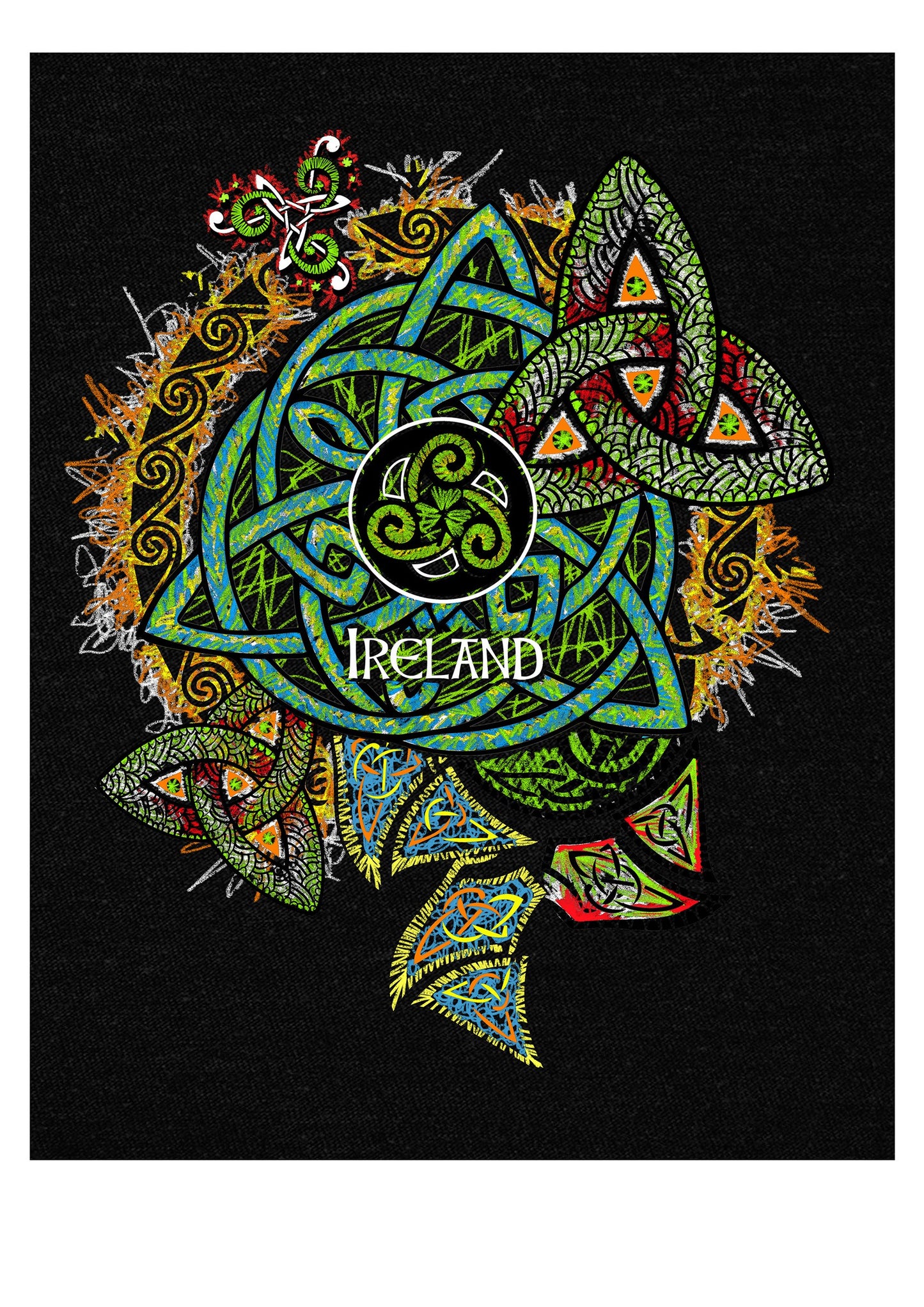 Black Ireland Shamrock Coloured V-neck ladies T-shirt
