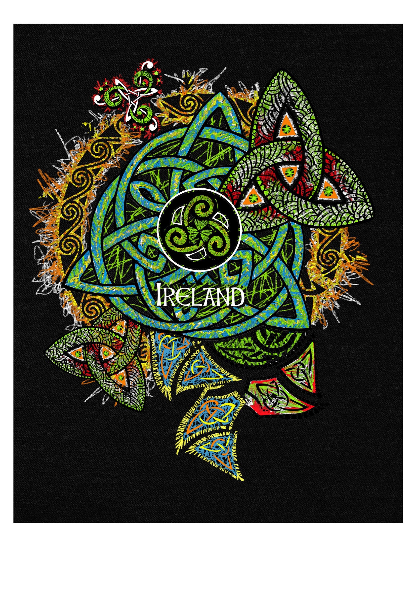 Black Ireland Shamrock Coloured V-neck ladies T-shirt