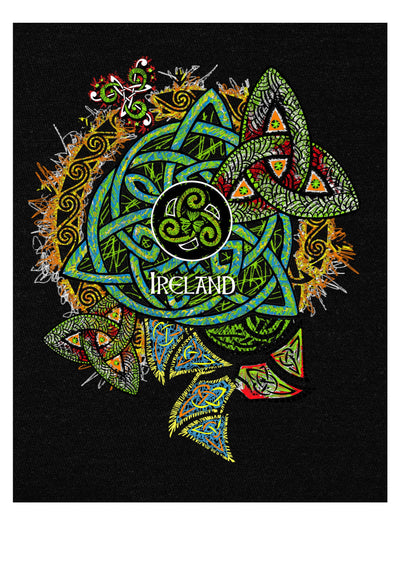 Black Ireland Shamrock Coloured V-neck ladies T-shirt